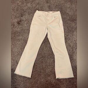 J. Jill Kick Flare warm white denim ankle jeans size 4 summer classic flirty